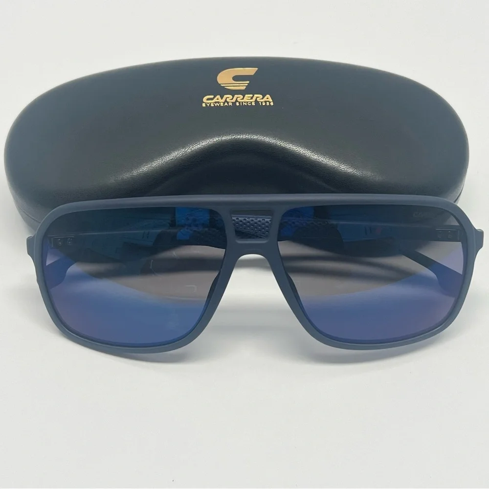 CARRERA NWOT 8035/S Carbon Fiber Blue Sunglasses‎ 61-14 Aviator UV Made in Italy